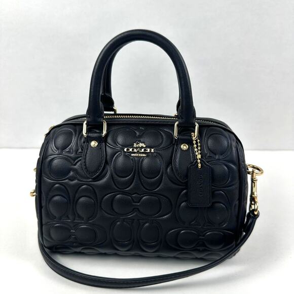 Coach Handbags - Coach Mini Rowan Crossbody Bag In Signature Leather IN Black CY743